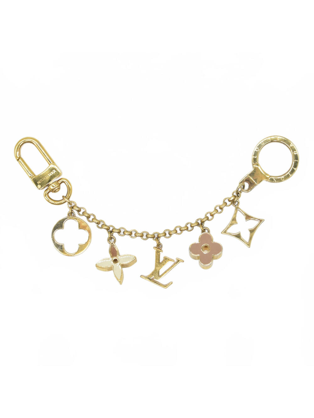Louis Vuitton Brass Enamel  Monogram Charm Chain Gold FJ11